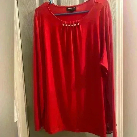 Liz Claiborne Career Woman long sleeve red top with embellishments women’s 3X - Picture 1 of 7